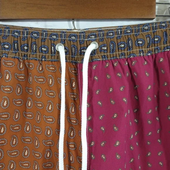 E J.Crew Multi Color Paisley Print 6" Stretch Swim Trunk Shorts NWT Size M - Picture 5 of 11
